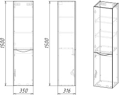 Grossman Пенал подвесной Талис 35 с б/к бетон пайн/графит матовый – фотография-6